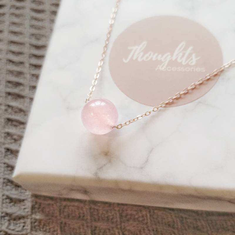 Pink Chalcedony Necklace, Rose Gold Women Sterling Silver Gemstone Quartz Crystal von ThoughtsAccessories