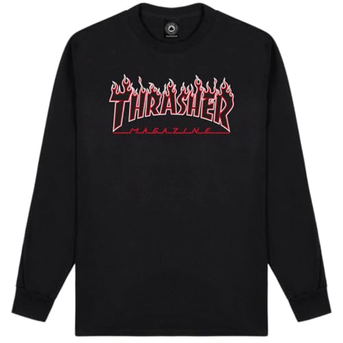Thrasher Flame Langarm-T-Shirt, Schwarz/Rot, L von Thrasher
