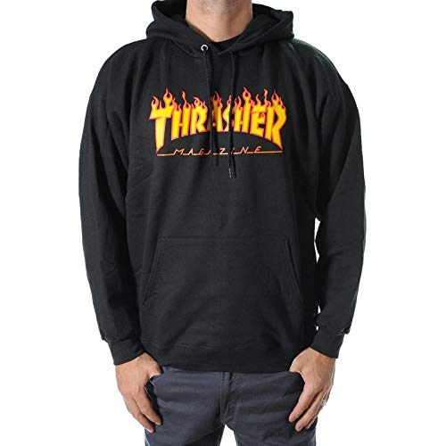 Thrasher Flame Black Hooded Größe: L von Thrasher