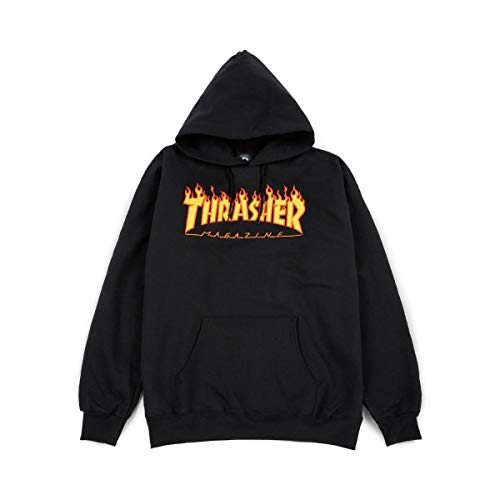 Thrasher Flame Black Hooded Größe: M von Thrasher