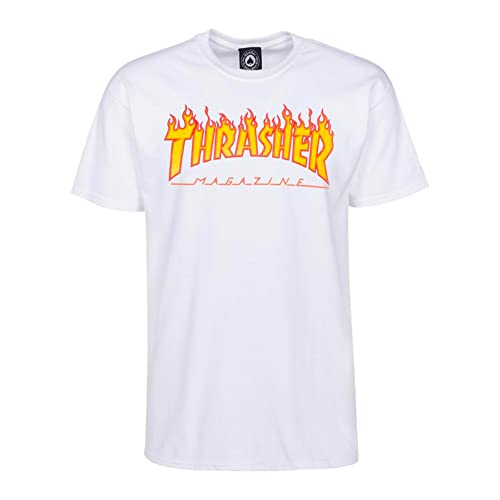 Thrasher Flame white T-Shirt, Wei, XL von Thrasher