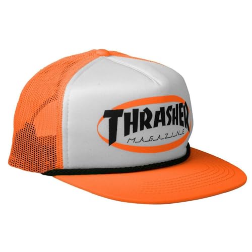 Thrasher Gestickte Netzmütze – Marineblau, Neon-Orange, Einheitsgr��e von Thrasher