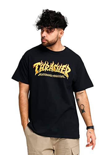 Thrasher Herren T-Shirt Fire Logo, Größe:M, Farben:Black von Thrasher