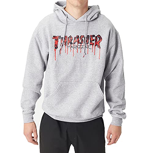 Thrasher Men's Blood Drip Long Sleeve Pullover Hoodie Ash Gray Heather S von Thrasher