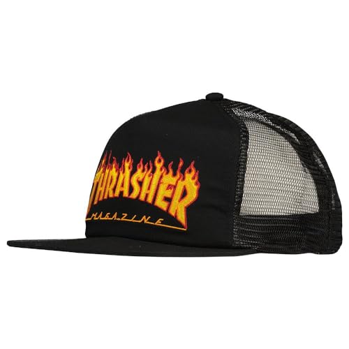 Thrasher Men's Embroidered Flame Logo Mesh Snapback Hat Black von Thrasher