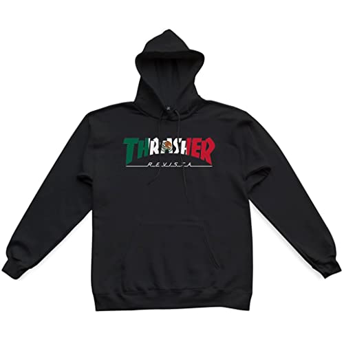 Thrasher Men's Mexico Revista Black Long Sleeve Pullover Hoodie M von Thrasher