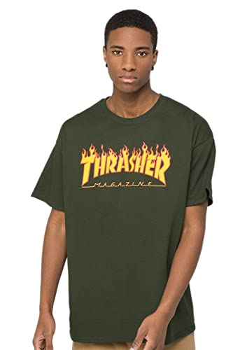 Thrasher T-Shirt Flame (Forest Green) M von Thrasher