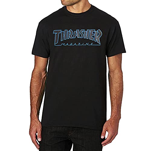 Thrasher T-Shirt Outlined (Black Black) (L) von Thrasher