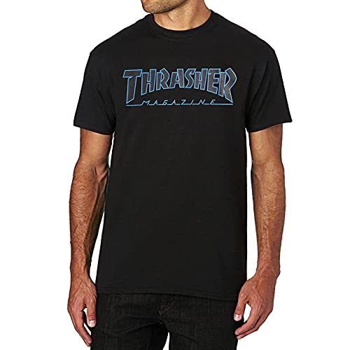 Thrasher T-Shirt Outlined (Black Black) (M) von Thrasher