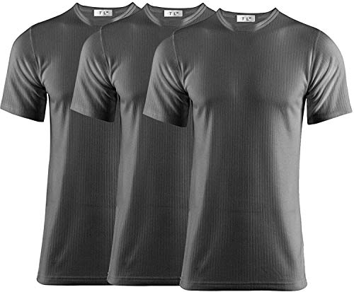 Thread Linens 3er-Pack Herren-Thermo-T-Shirt, Körperwärmer, Basisschicht, Thermo-Unterwäsche für Herren, Größe S-XXL Gr. L, anthrazit von orbiz