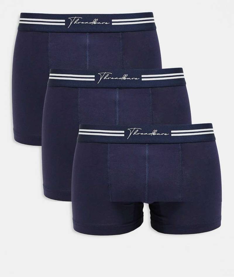 Threadbare - 3er-Pack Boxershorts aus Baumwolle in Marineblau mit Logobund von Threadbare