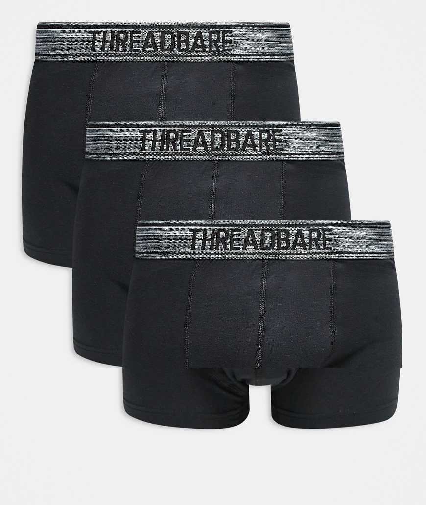 Threadbare - 3er-Pack Hipster-Boxershorts in Schwarz mit Logobund Threadbare - 3er-Pack Hipster-Boxershorts in Schwarz mit Logobund von Threadbare