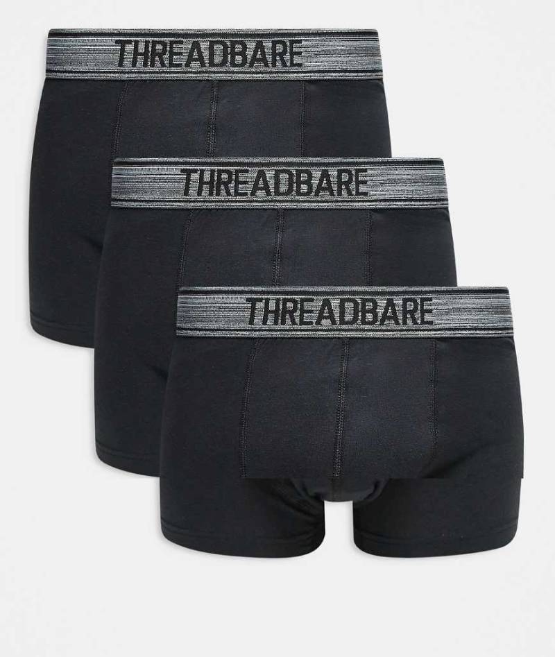 Threadbare - 3er-Pack Hipster-Boxershorts in Schwarz mit Logobund von Threadbare