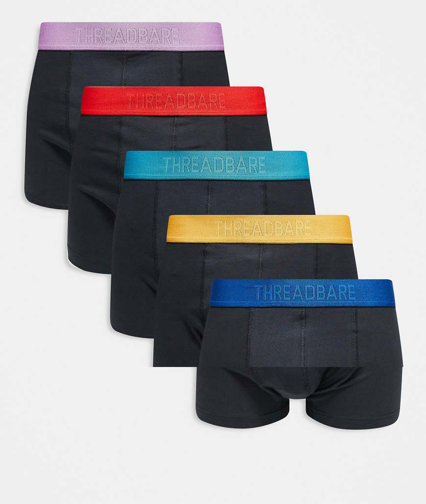 Threadbare - 5er-Pack Hipster-Boxershorts in Schwarz mit kontrastierendem Logo-Bund Threadbare - 5er-Pack Hipster-Boxershorts in Schwarz mit kontrastierendem Logo-Bund von Threadbare