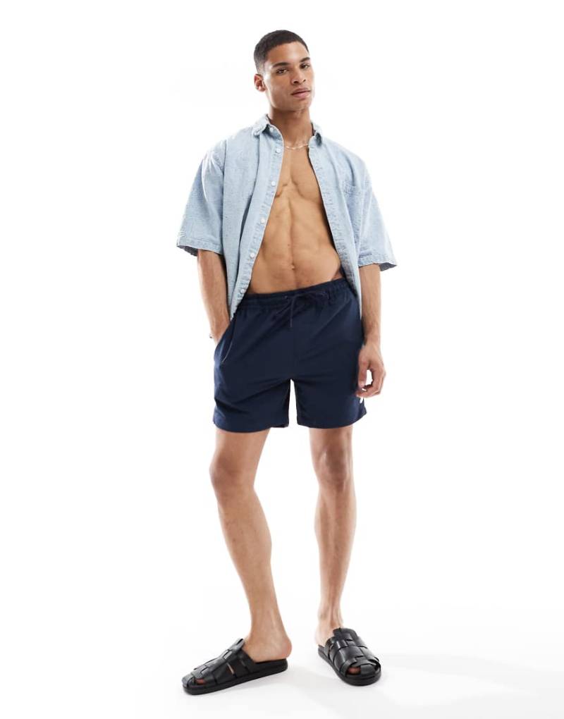 Threadbare - Badeshorts aus Seersucker in Marineblau von Threadbare