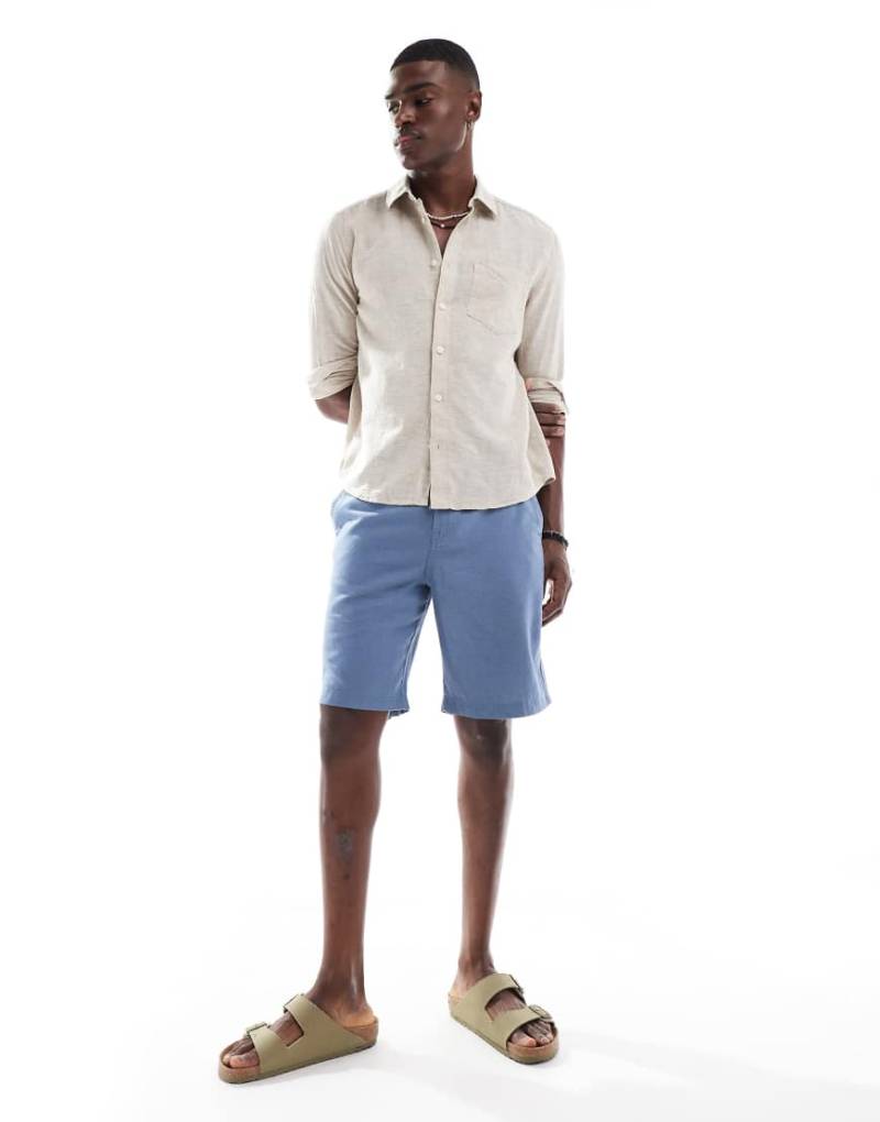 Threadbare - Chino-Shorts in Marineblau mit hohem Leinenanteil von Threadbare