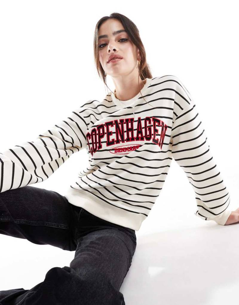 Threadbare - Copenhagen - Gestreiftes Sweatshirt mit Logo-Weiß von Threadbare