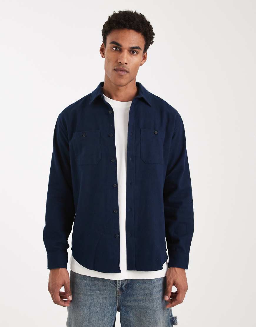 Threadbare - Durchgeknöpftes Hemd aus Baumwolle in Marineblau von Threadbare