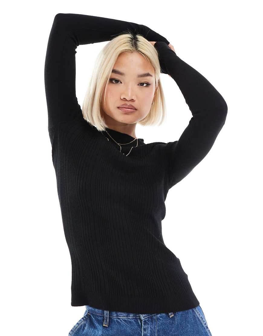 Threadbare - Figurbetonter Pullover in Schwarz mit Rollkragen Threadbare - Figurbetonter Pullover in Schwarz mit Rollkragen von Threadbare