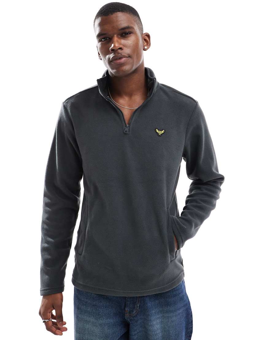 Threadbare - Fleece-Sweatshirt in Anthrazit mit kurzem Reißverschluss-Grau Threadbare - Fleece-Sweatshirt in Anthrazit mit kurzem Reißverschluss-Grau von Threadbare