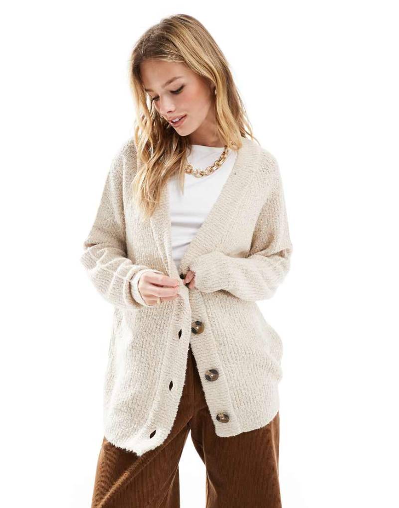 Threadbare - Gebürstete Strickjacke in Cremeweiß von Threadbare