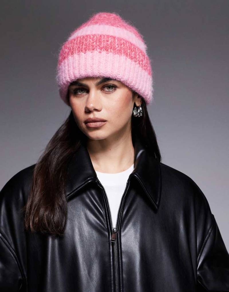 Threadbare - Gestrickte Mütze in Rosa mit Farbverlauf von Threadbare