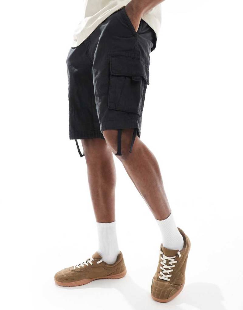 Threadbare - Gewebte Shorts mit hohem Baumwollanteil in Schwarz von Threadbare