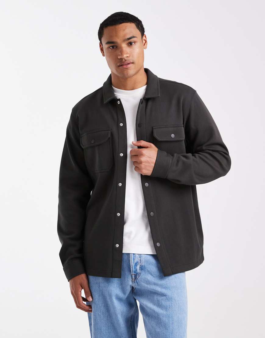 Threadbare - Hemdjacke in Dunkelgrün mit Knopfleiste und Vordertaschen von Threadbare