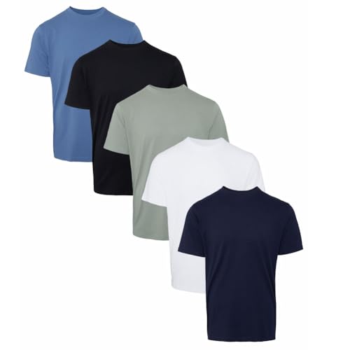 Threadbare Herren Multi Short Sleeve Cotton T-Shirt, L (5er Pack) von Threadbare