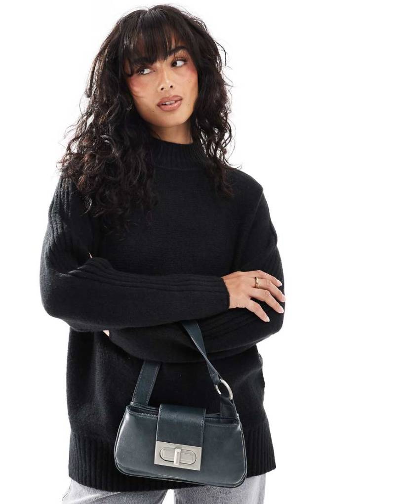 Threadbare - Hochgeschlossener Oversize-Pullover in Schwarz von Threadbare