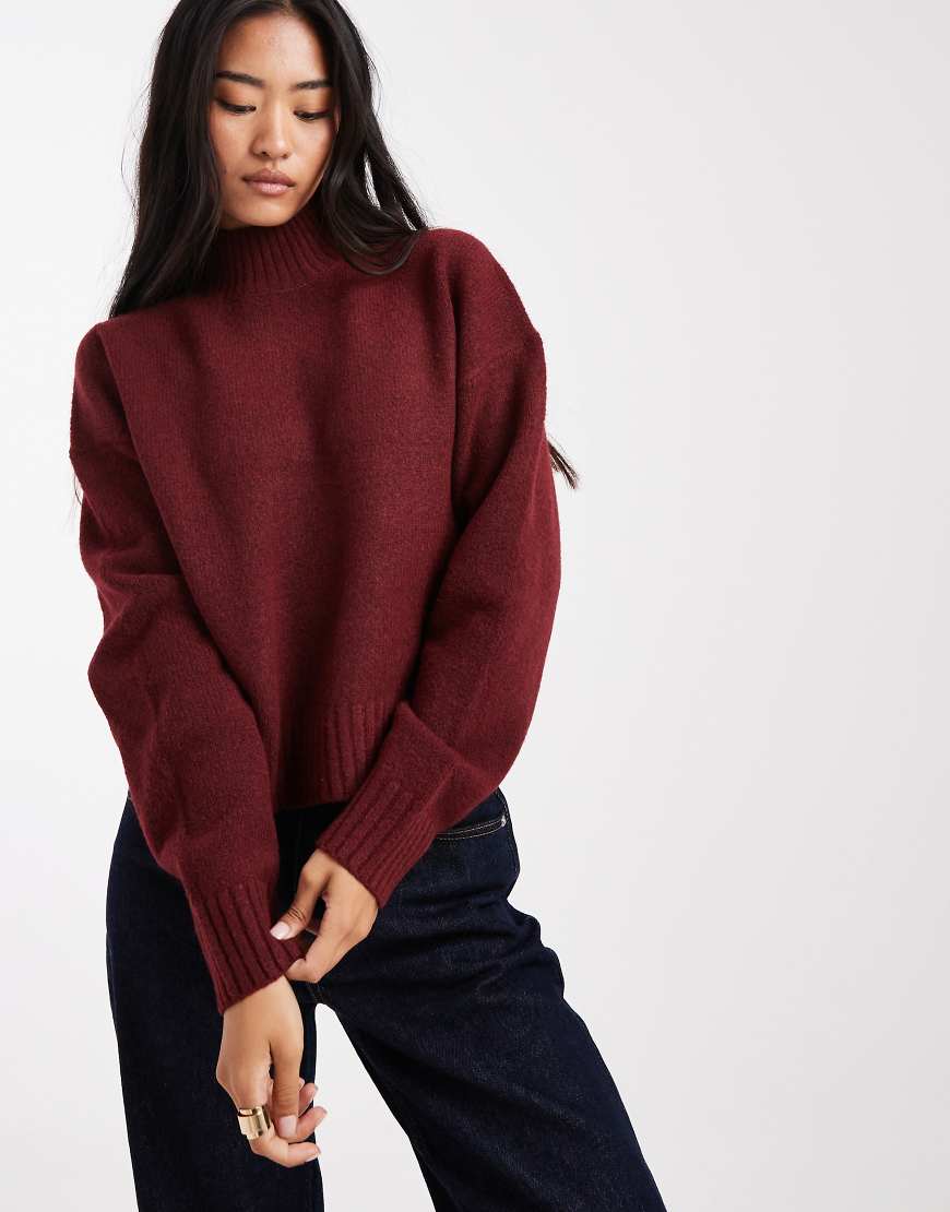 Threadbare - Hochgeschlossener Pullover in Rot von Threadbare