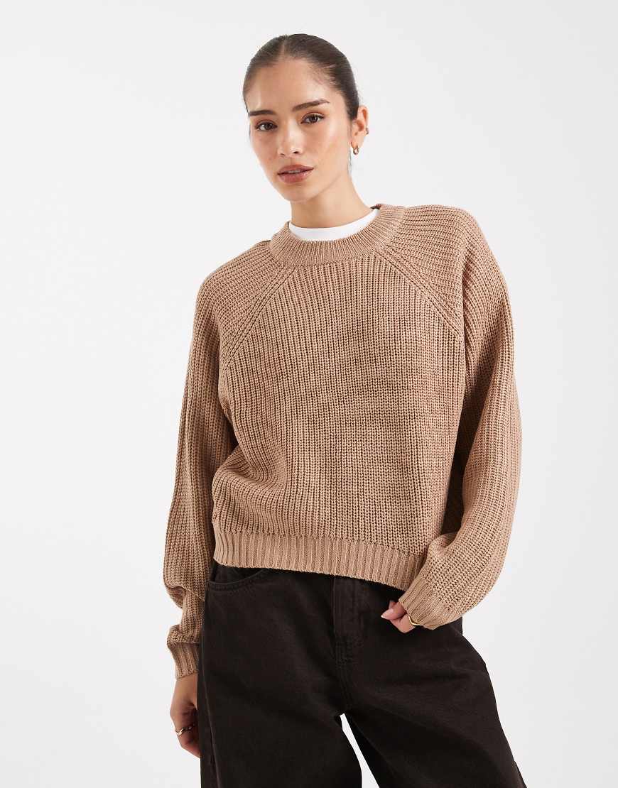 Threadbare - Hochgeschlossener Pullover in warmem Taupe-Neutral von Threadbare