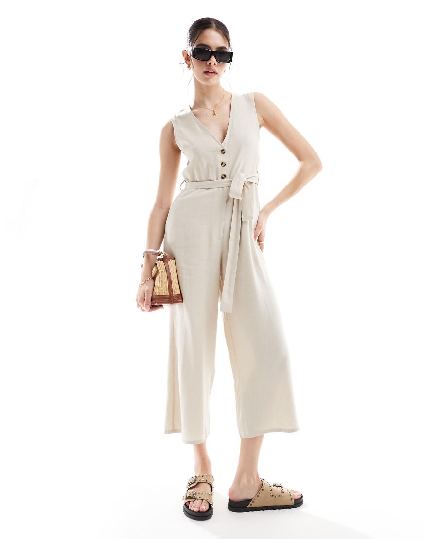 Threadbare - Isabella - Jumpsuit aus Leinenmix in gebrochenem Weiß von Threadbare