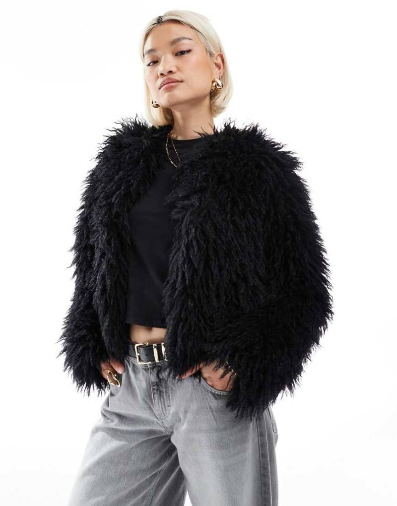 Threadbare - Jacke aus Lammfellimitat in Schwarz von Threadbare