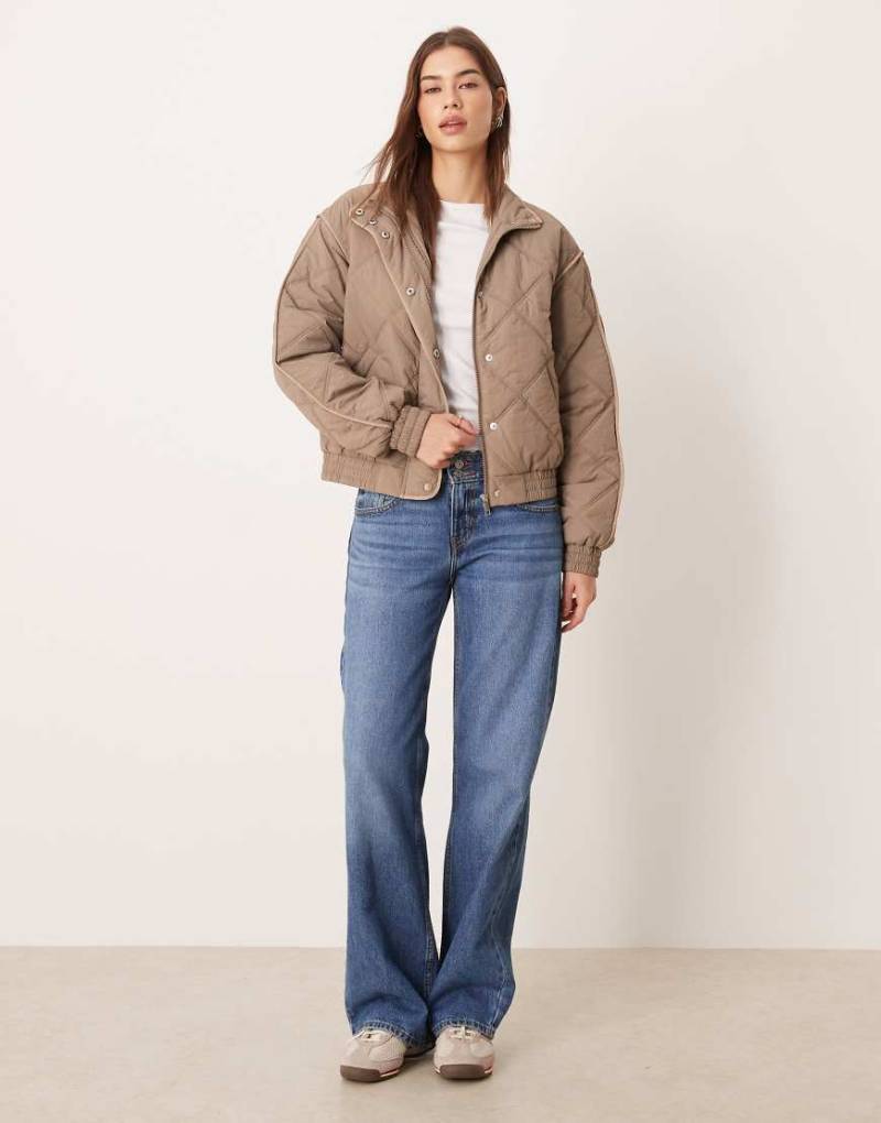 Threadbare - Jacke in Steinbeige mit Rautensteppung-Neutral von Threadbare