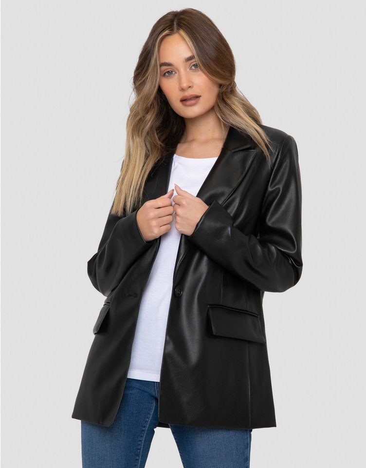 Threadbare Jackenblazer Conker (1-tlg) im angesagten Kunstleder-Stil von Threadbare