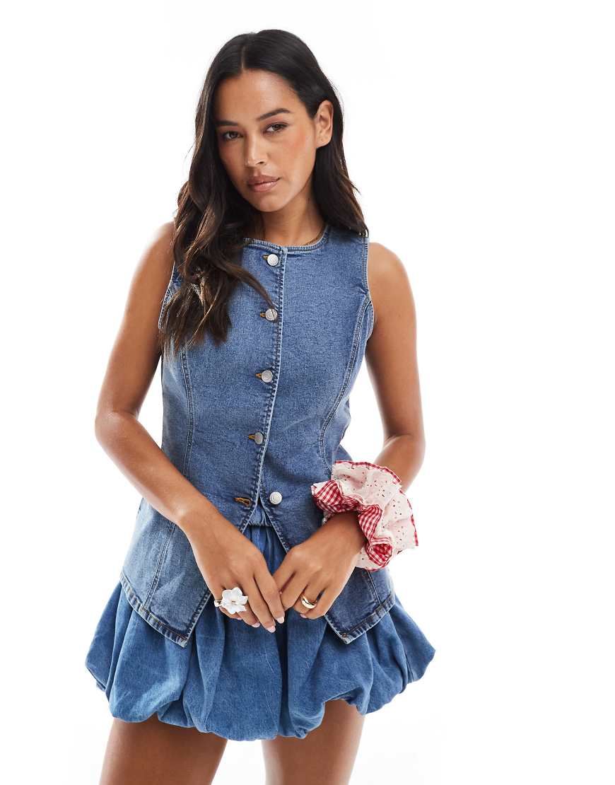 Threadbare - Jeansweste in mittelblauer Waschung Threadbare - Jeansweste in mittelblauer Waschung von Threadbare