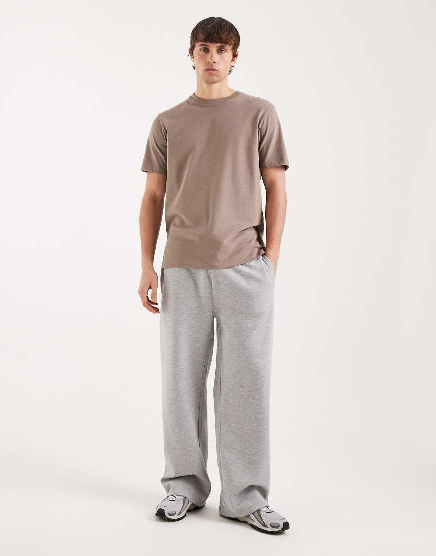 Threadbare - Jogginghose in meliertem Grau mit weitem Bein von Threadbare
