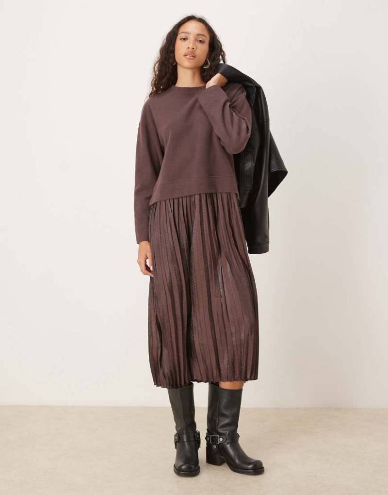 Threadbare - Kleid aus weichem Baumwoll-Jersey in Schokobraun-Brown Threadbare - Kleid aus weichem Baumwoll-Jersey in Schokobraun-Brown von Threadbare