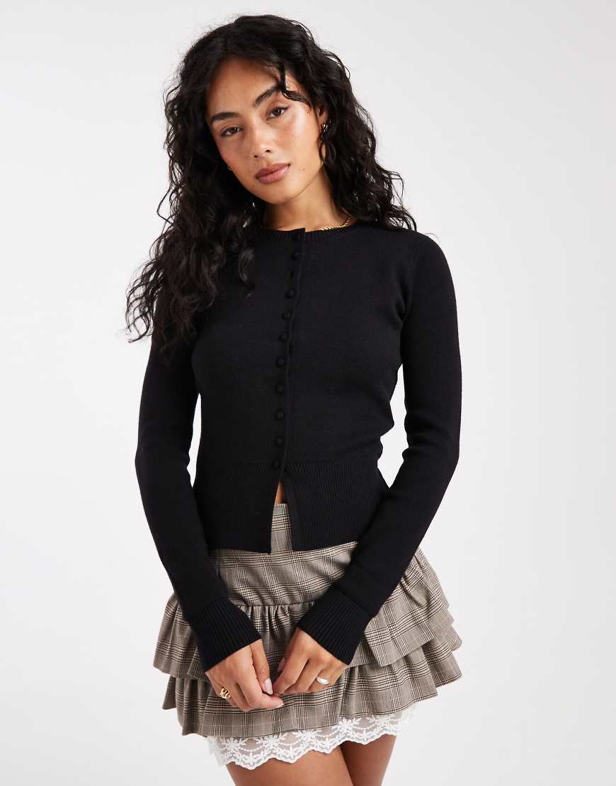 Threadbare - Kompakte Strickjacke in Schwarz mit Knopfleiste Threadbare - Kompakte Strickjacke in Schwarz mit Knopfleiste von Threadbare