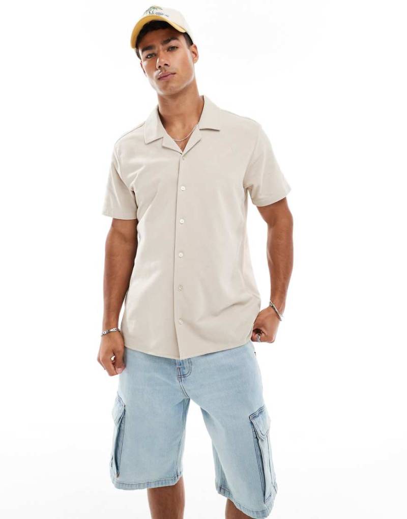 Threadbare - Kurzärmliges Hemd in Steinbeige-Neutral von Threadbare