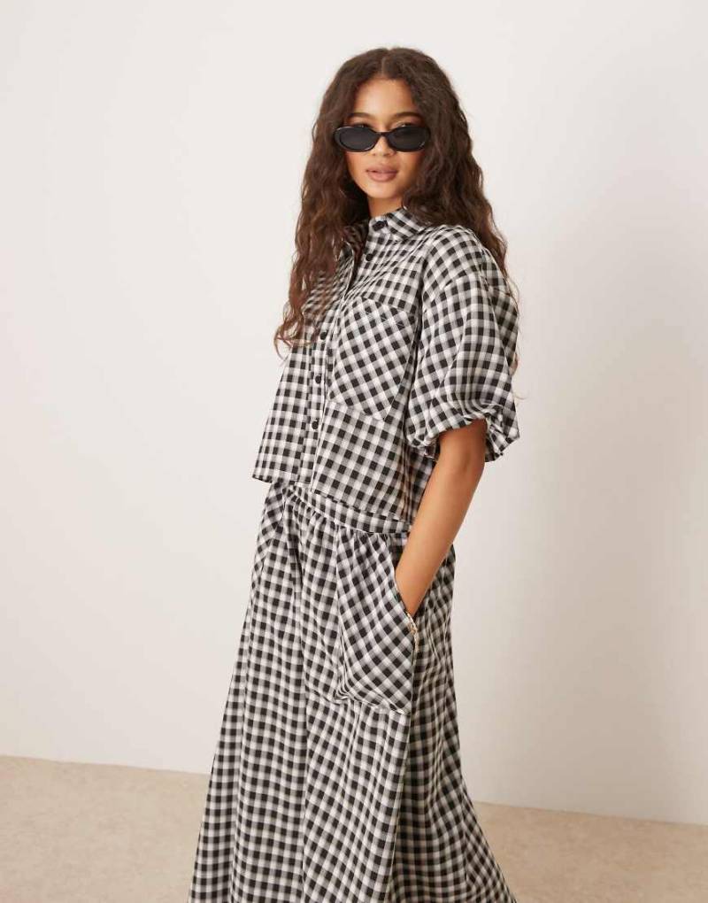 Threadbare - Kurzärmliges Hemd mit Vichy-Karos in Schwarz und Weiß, Kombiteil von Threadbare