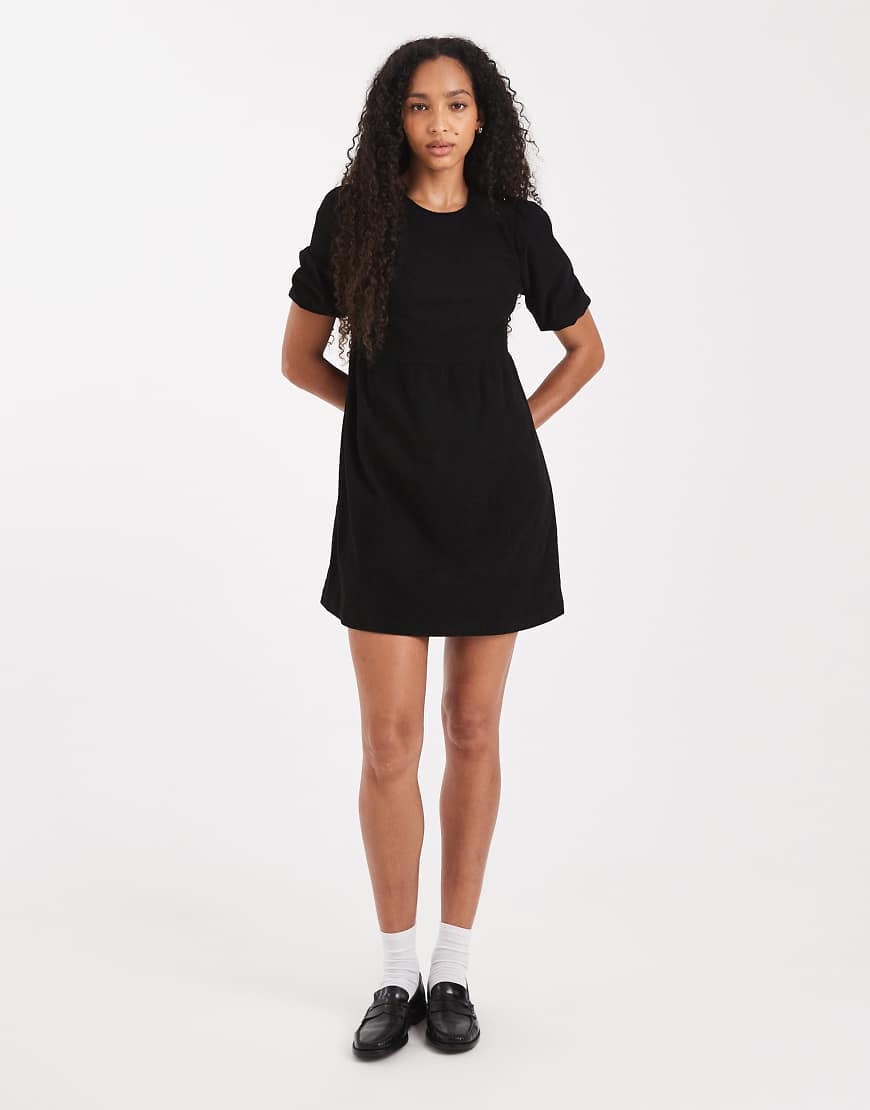 Threadbare - Kurzärmliges Minikleid aus Cord in Schwarz von Threadbare