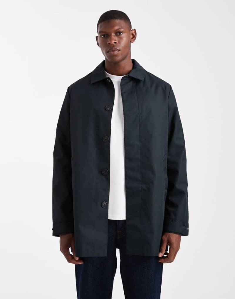 Threadbare - Kurzer Trenchcoat in Marineblau mit Knopfleiste von Threadbare