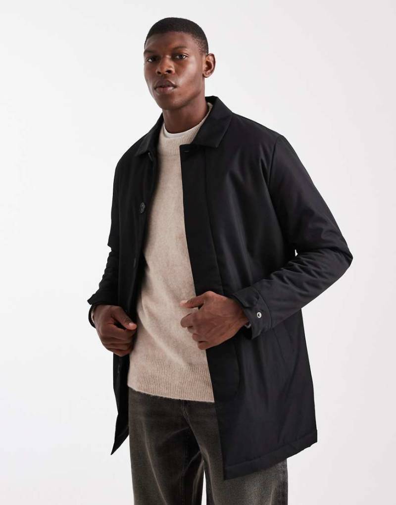 Threadbare - Kurzer Trenchcoat in Schwarz mit Knopfleiste von Threadbare