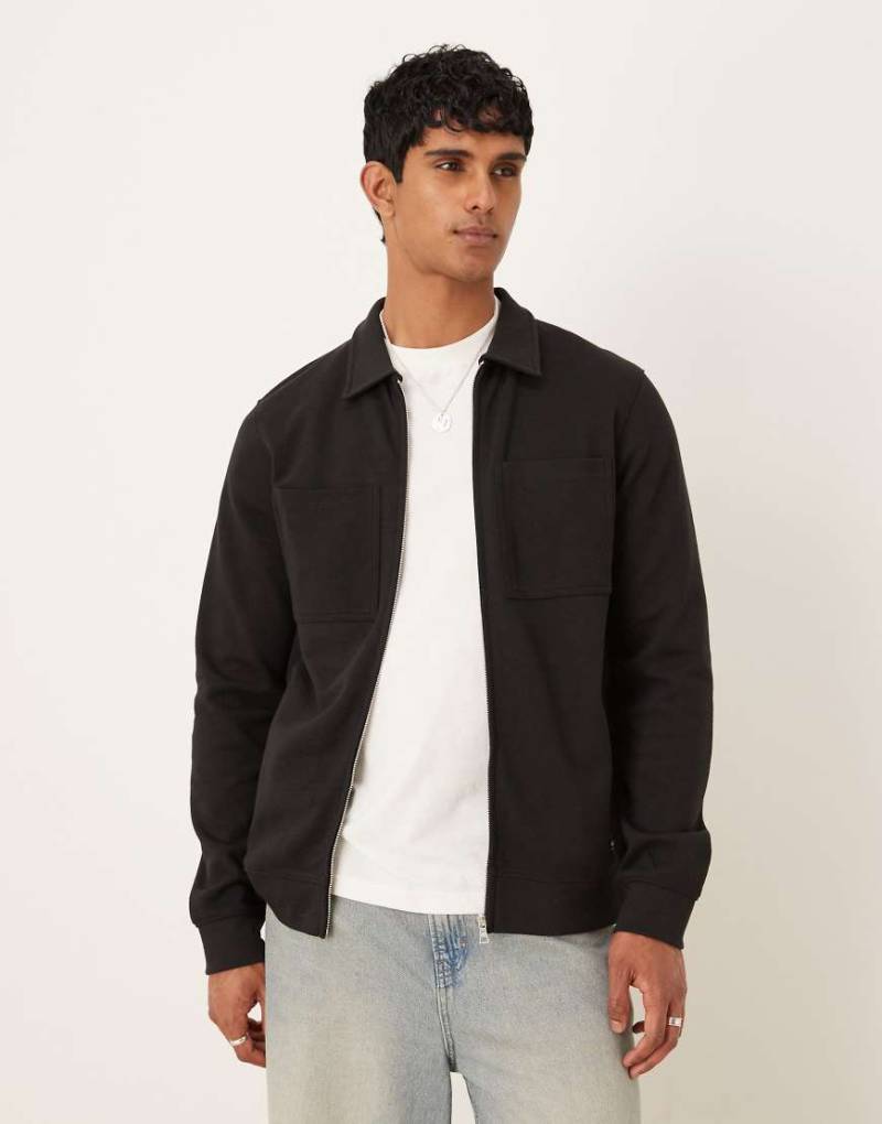 Threadbare - Langärmlige Hemdjacke in Schwarz aus Baumwollmix von Threadbare