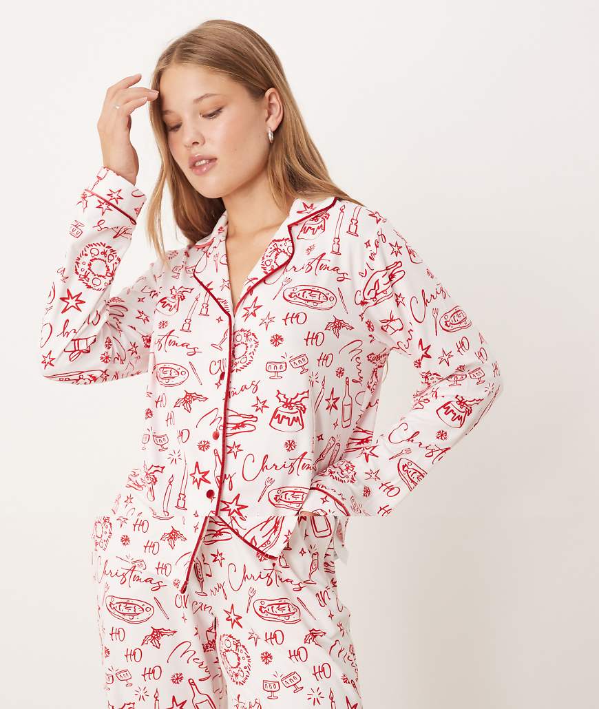 Threadbare - Langärmliger Weihnachts-Pyjama in Weiß und Rot Threadbare - Langärmliger Weihnachts-Pyjama in Weiß und Rot von Threadbare