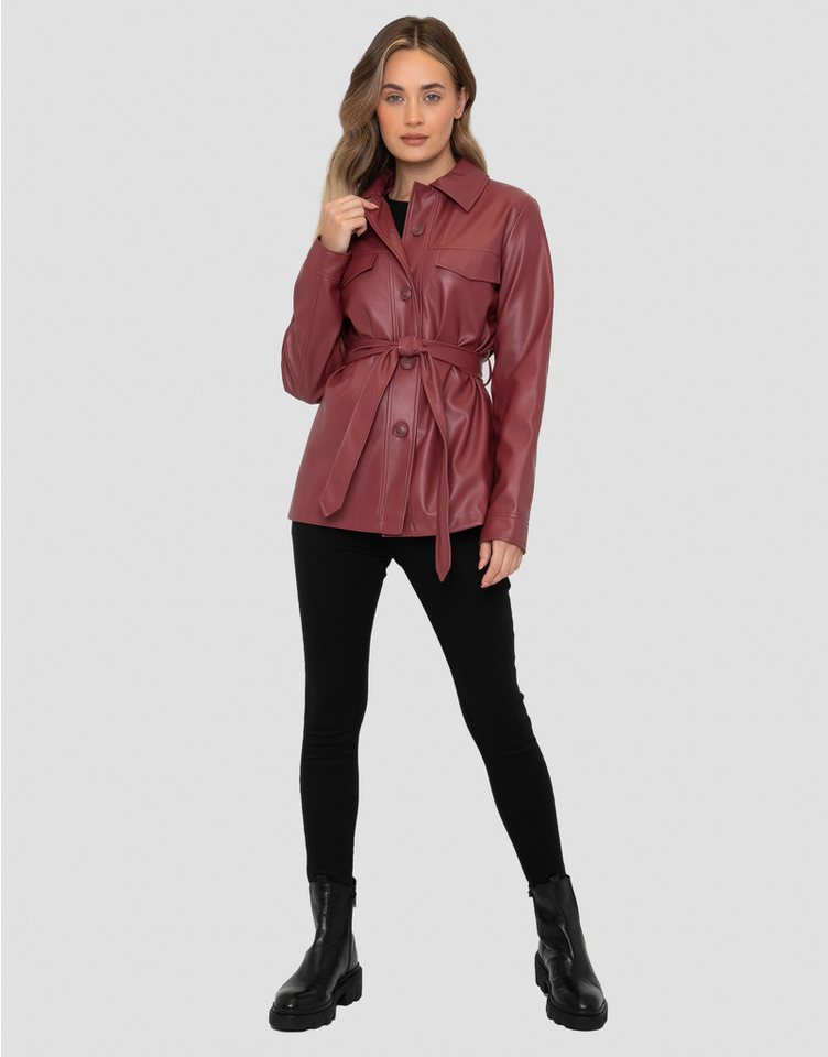 Threadbare Lederimitatjacke Brook (1-St) mit Bindeband von Threadbare