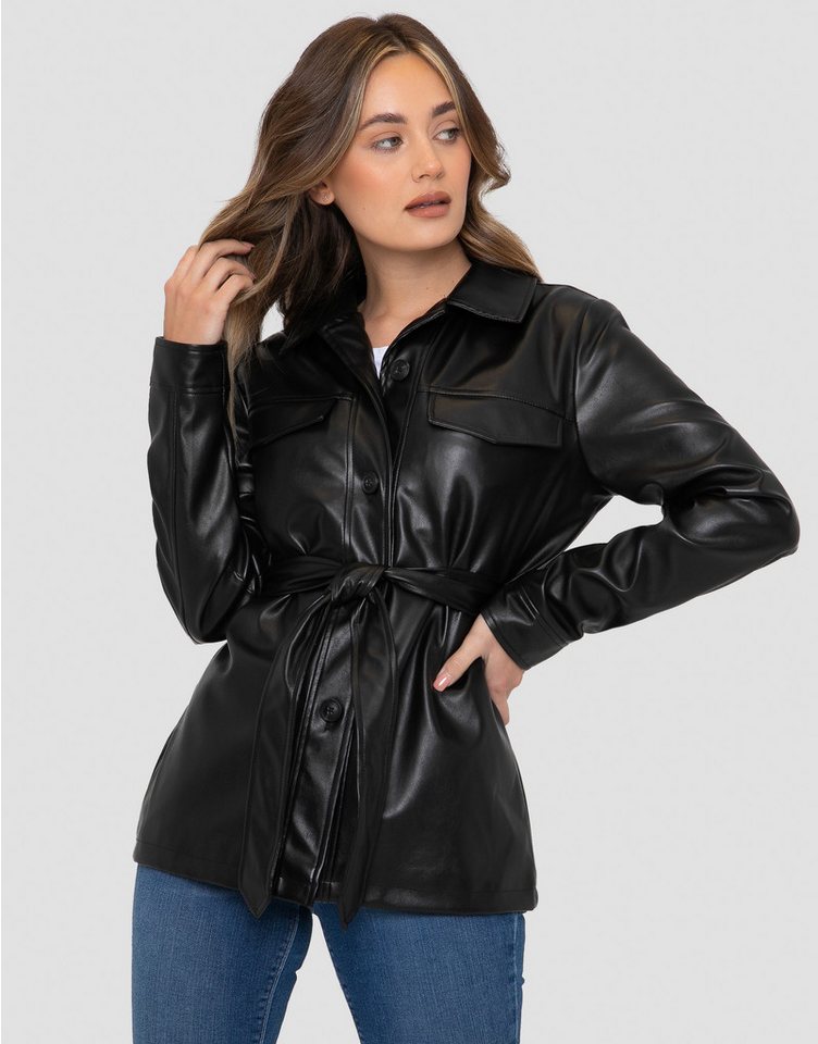 Threadbare Lederimitatjacke Brook (1-St) mit Bindeband von Threadbare