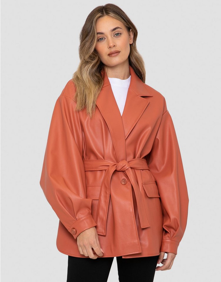 Threadbare Lederimitatjacke Coralie (1-St) mit stilvollem Taillengürtel von Threadbare